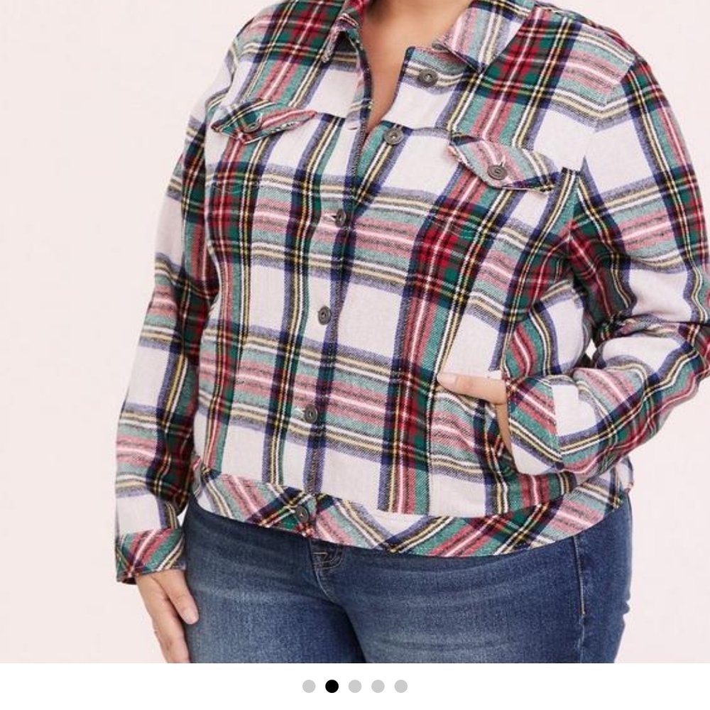Torrid Colorful Plaid Jean Jacket